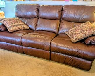 Leather reclining sofa