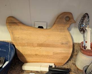 Vintage wooden chicken butcher block