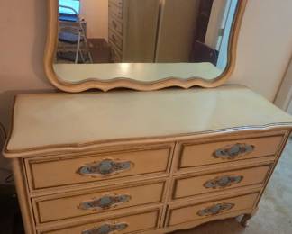 #43 Chest of drawers with mirror 6 drawers (as-is) finish 51x18x31 $65.00