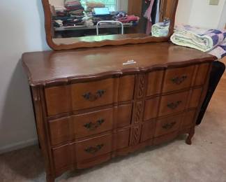 #56 C. B. Atkin Co. Chest of drawers with mirror with 6 drawers 53x21x34 mirror 44x31(as-is finish issues) $55.00