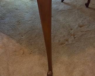 #15 Lenoir Furniture Company dining table with one leaf 6 chairs 61" (+12)x42x30 (one captain of the 6) $225.00