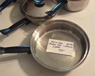 #150 Seal-O-Matic 7 piece stainless steel cookware $40.00