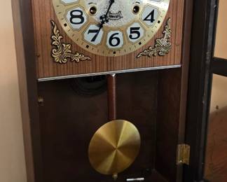 #13 Mogull wall pendulum clock with key 13x5x27 $45.00