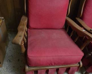 #69 Vintage wood and vinyl red chair (as-is finish) $20.00