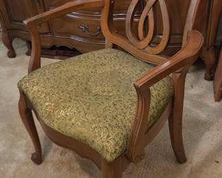 #15 Lenoir Furniture Company dining table with one leaf 6 chairs 61" (+12)x42x30 (one captain of the 6) $225.00