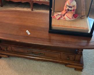#4 Wood coffee table with one drawer 60x24x17 (as-is finish) $125.00