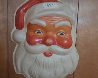 #68 Vintage rare blow mold Santa face tested lights up wall hanging 19" $40.00