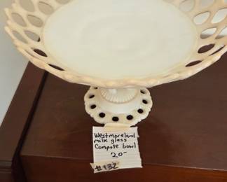 #132 Westmoreland glass compote bowl (as-is superficial crack) $20.00