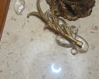 #8 Pair of end table lamps glass an metal 37" (as-is shade, one lamp has arm broken off) $55.00