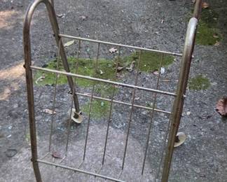 #97 Mid Century modern rolling vinyl record or magazine rack metal frame with wheels 16x19x37 $45.00