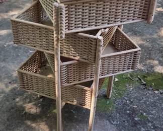 #110 Vintage linen cabinet Restoration project wicker linen cabinet with pull apart design 18x18x34 (as-is) $35.00