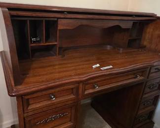 #18 Rolltop desk 7 drawers (one pull detached) 48x22x42 (as-is finish) $45.00