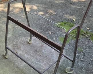 #99 Vintage metal rolling Vinyl record/storage cart 26x13x33 $20.00
