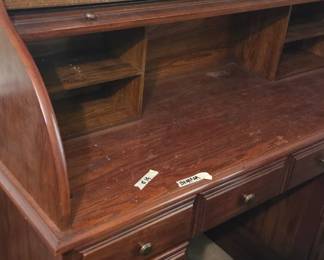 #14 Wood roll top desk with 7 drawers 23x49x49 (as-is finish issues) $45.00