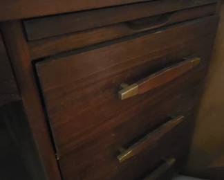 #67 Large wood desk with 6 drawer and 2 writing pull outs (as-is finish issues) $45.00