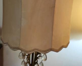 #8 Pair of end table lamps glass an metal 37" (as-is shade, one lamp has arm broken off) $55.00