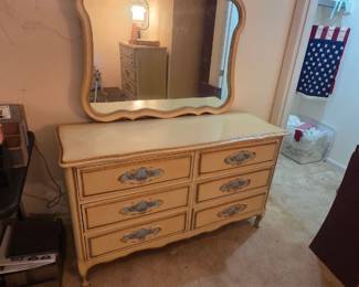 #43 Chest of drawers with mirror 6 drawers (as-is) finish 51x18x31 $65.00