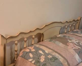 #40 Full Headboard and foot board 3 slats with side rails (as-is finish issues) $30.00