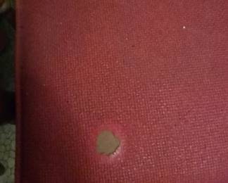 #70 Vintage wood and vinyl red sofa 68" (as-is finish) $35.00