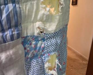 #57 Quilt with tears 76x63 (as-is hole and tears) $35.00
