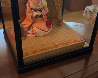 #3 Vintage Japanese Geisha Doll with Display case 17x14x17.5 (case needs tightening) $75.00