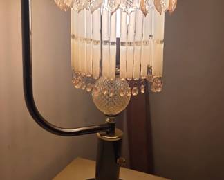 #37 Lamp dimming 25" vintage look glass prisims $35.00