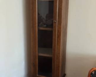 #6 wood cabinet 3 shelves 2 doors 17x14x78 $150.00