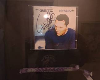 #44 Shadow box Famous DJ Tiesto with 2008 Arm band t-shirt CD signed 29x3x19 $175.00