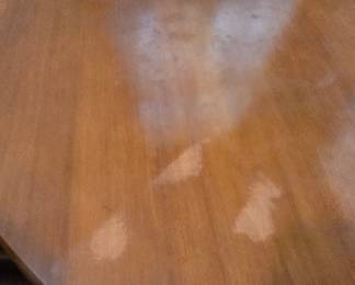 #20 Wood kitchen table with 6 chairs (as-is finish issues) 42 round (pair 10" leafs) 30" high $110.00