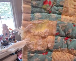 #57 Quilt with tears 76x63 (as-is hole and tears) $35.00