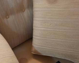 #45 Disque Furniture Corporation cream stripped chair swivel and rocks (as-is some stains underneath) $45.00