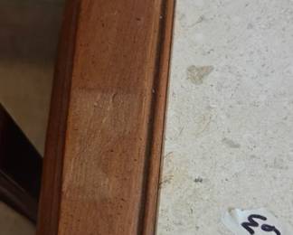 #63 Coffee table with marble inserts 48x19x15 (as-is finish and crack in marble) $25.00