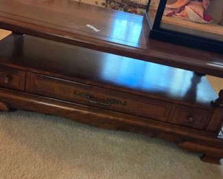 #4 Wood coffee table with one drawer 60x24x17 (as-is finish) $125.00