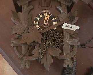 #51 Elgin Cuckoo clock with weights $75.00