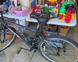 #107 Pacific cycle black mountain bike with newer seat $55.00