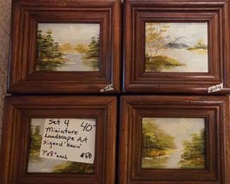 #58 Set of 4 miniature Landscape Art signed "Kevin" 7x8 each $40.00