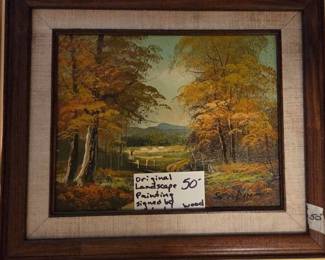#60 Original Landscape painting signed by artist gold frame 11x14 $50.00
