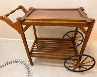 Very unique tea cart with removable copper top tray