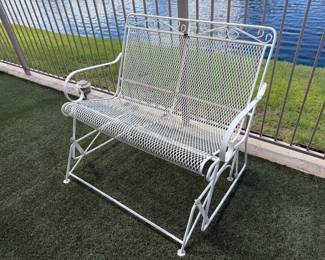 Iron and mesh patio platform rocker