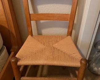 Antique walnut chair with rush seat