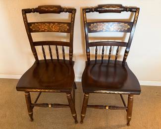 Two vintage Hitchcock stenciled side chairs