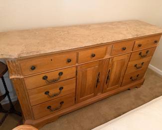 Very unique Lexington 13 drawer dresser with removable solid marble top