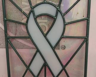 Stained Glass Breast Cancer Awareness Ribbon Suncatcher