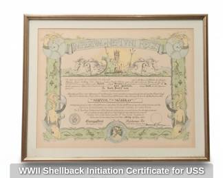 WWII Shellback Initiation Certificate for USS Pathfinder