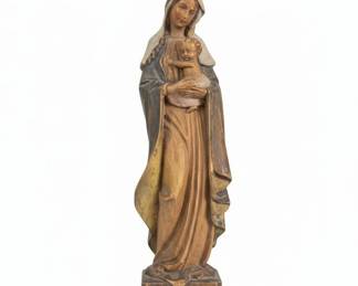 MidCentury Modern HandCarved Religious Figurines Madonna and Child third image
