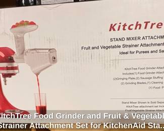 KitchTree Food Grinder and Fruit Vegetable Strainer Attachment Set for KitchenAid Stand Mixers