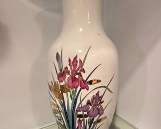 Vintage Japanese Iris Vase with Gold Trim