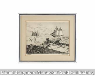 Lionel Barrymore Nantucket Gold Foil Etching