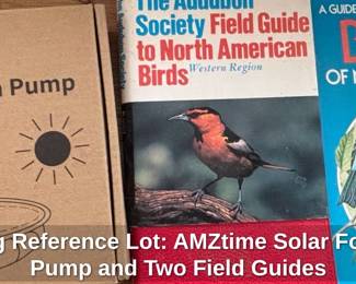 Birding Reference Lot AMZtime Solar Fountain Pump and Two Field Guides