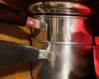 Vintage Revere Ware Stainless Steel Double Boiler Set